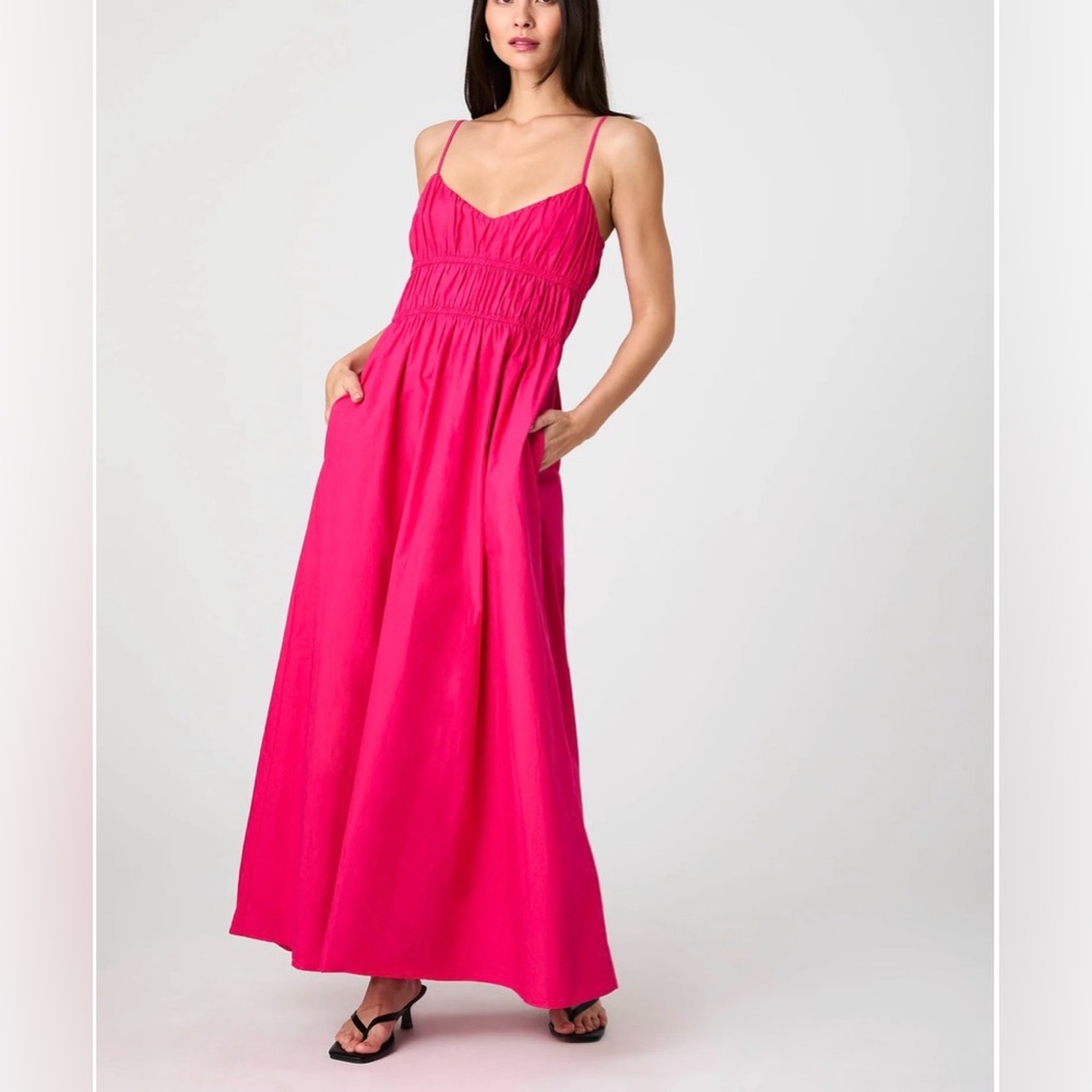 Poplin Ruched Maxi Dress - Picture 3 of 5